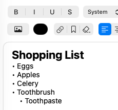 Bullet list controls
