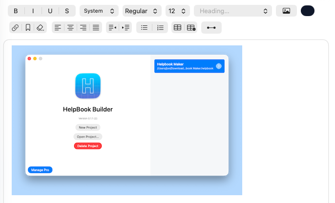 Editing an inserted image in the editor