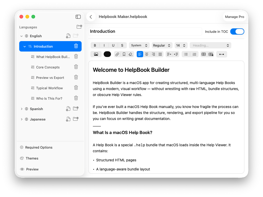 Helpbook Builder app interface preview